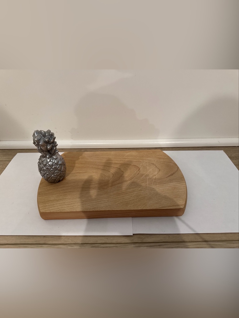 Wooden Pineapple Cutting Board with Metal Top 10x6 1/4”